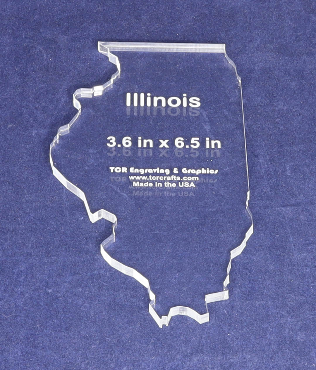 State of Illinois 3.6  x 6.5 Inches 1/4 Inch Quilt Template- Acrylic