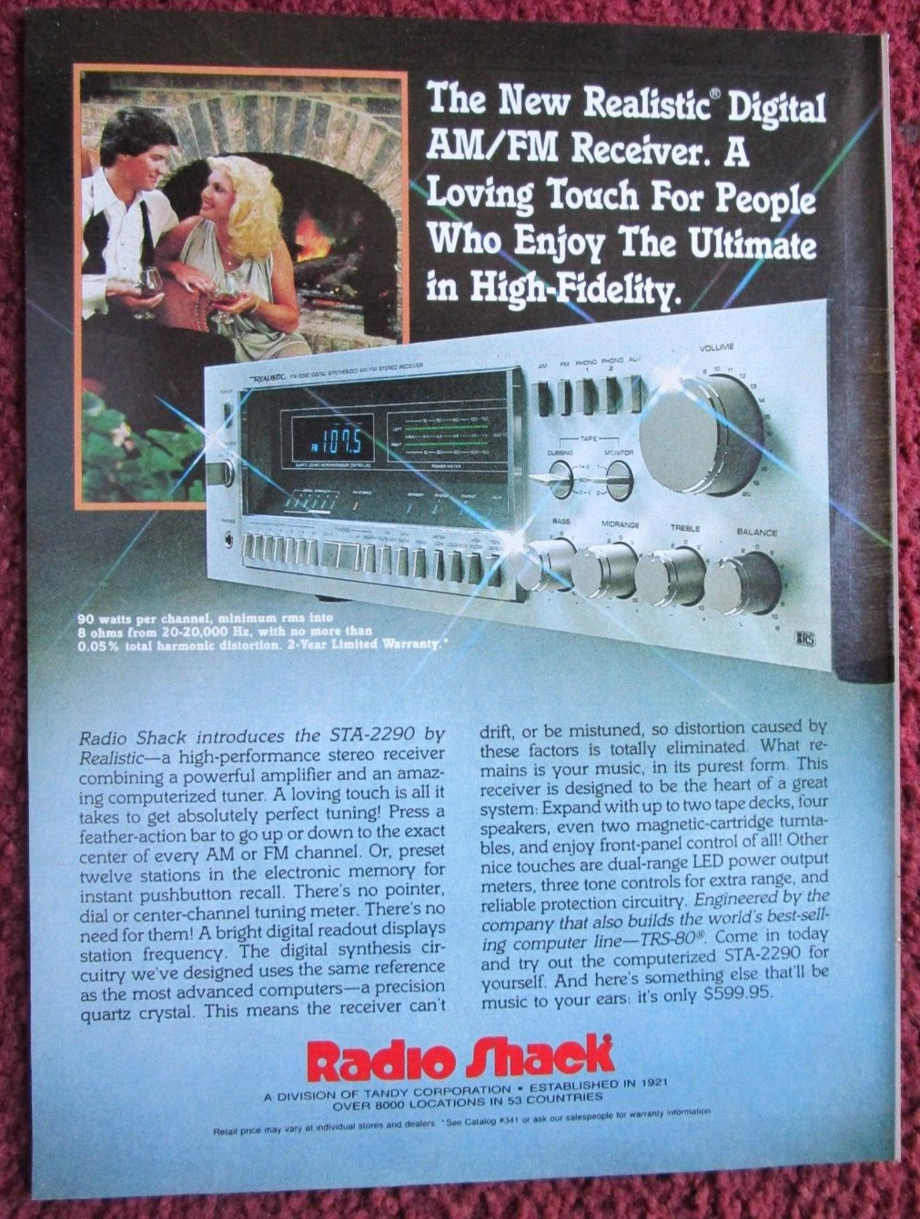 1981 RADIO SHACK STA-2290 Stereo Receiver Print Ad ~ Digital AM/FM by Realistic