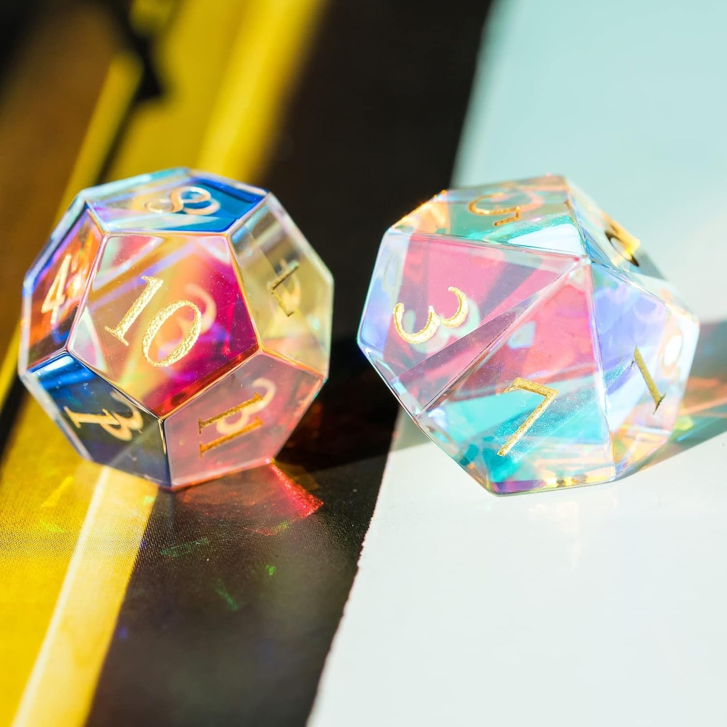 DND Dice Set in Gift Box - Rainbow Glass