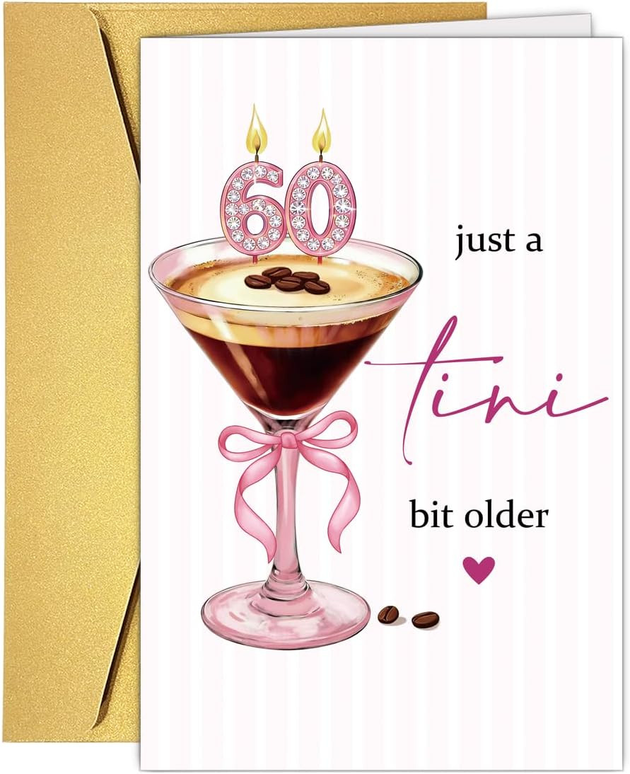 Funny Martini 60 Years Old Birthday Card for Her, Coffee & Cocktail 60Th Birthda