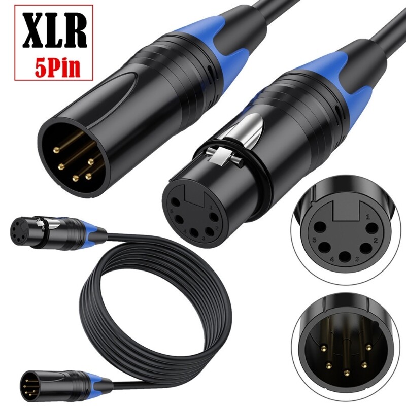 DMX512 XLR 5 Pin Male to XLR 5pin Female Interfaces DMX512 Cable Extension Line