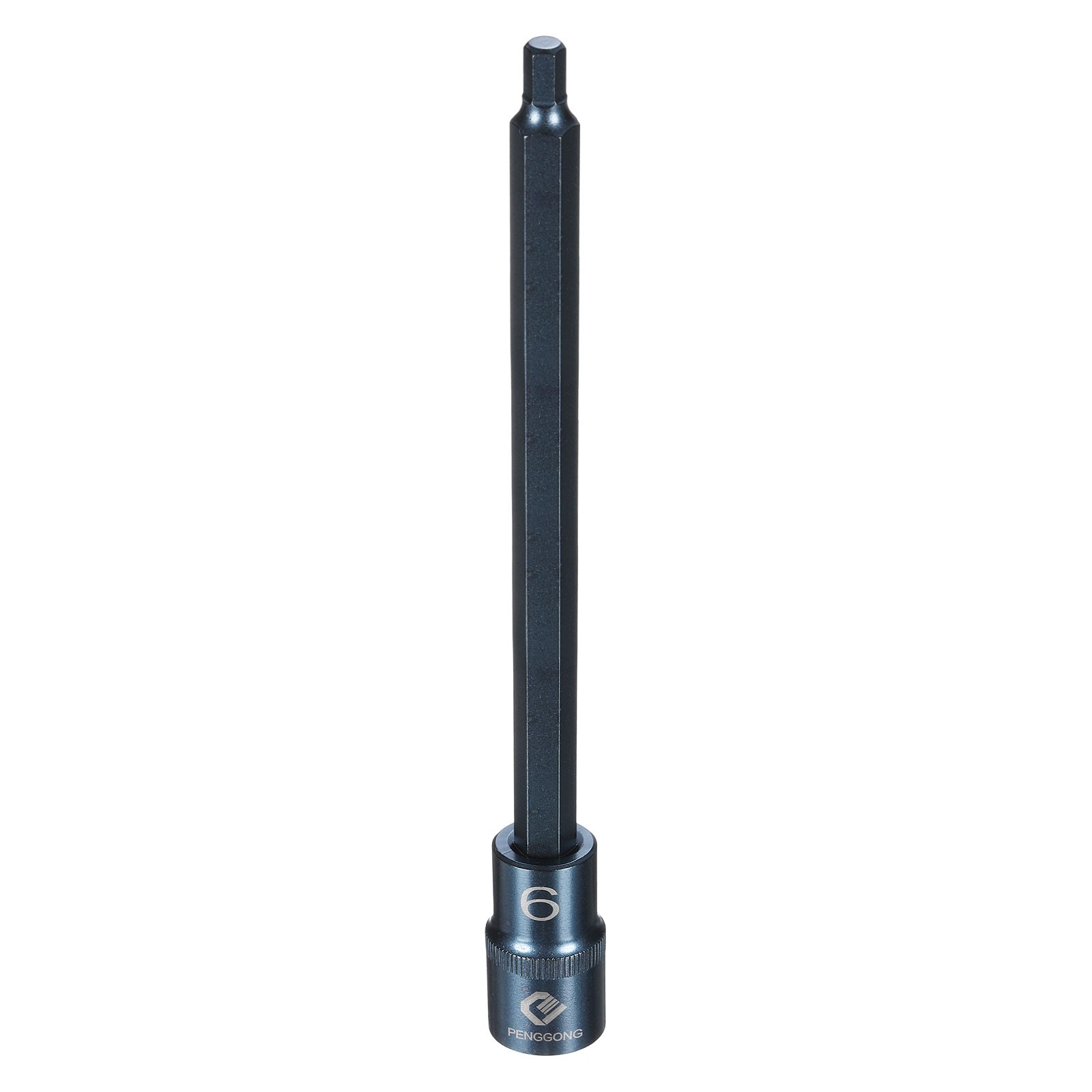 1/2" Drive Impact Hex Bit Socket 6mm Metric 8" Length S2 Steel, Blue
