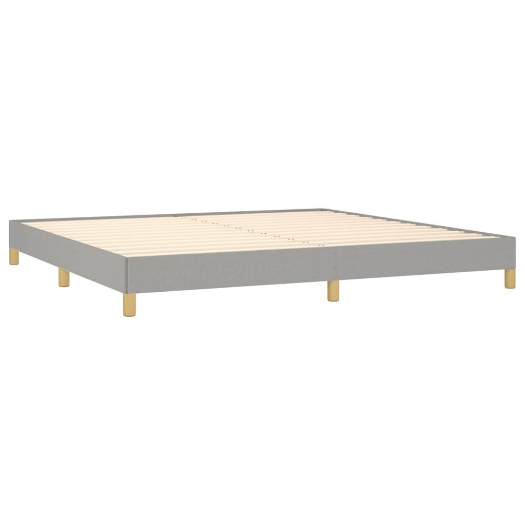 Bed Frame Light grey 100% polyester, plywood, engineered wood King