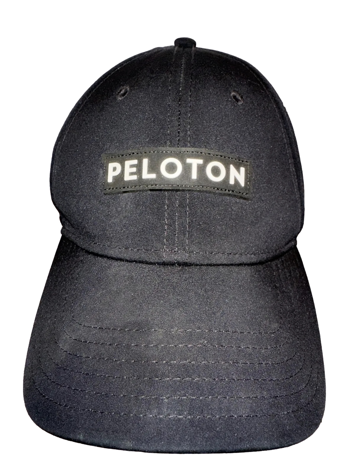 Peloton Rubber Letters and Logo on Black Vented Hat Cap LIght Weight Pristine