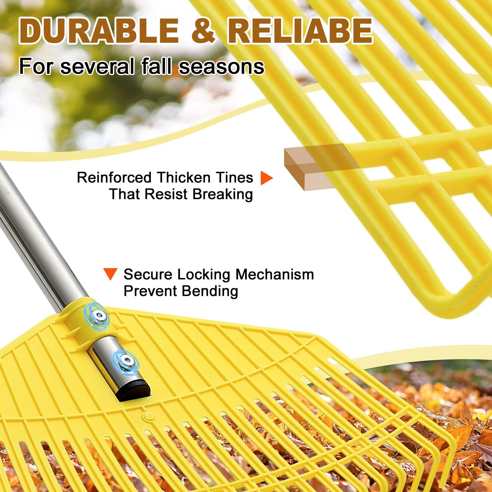 Bird Twig Leaf Rake - 16.5 Wide Nylon Plastic Head65 Adjustable Handleheavy