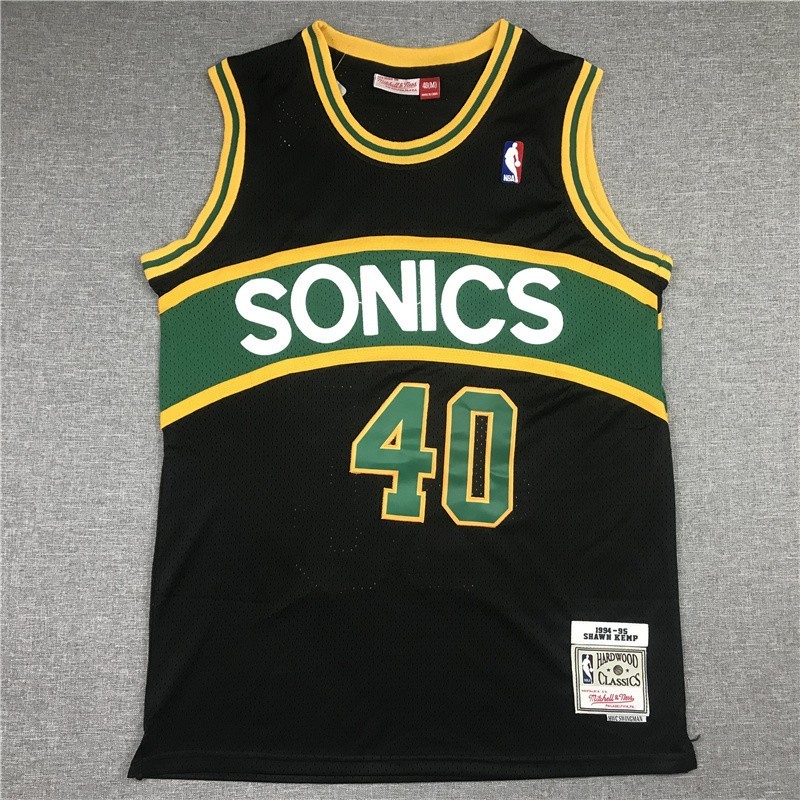 Shawn Kemp #40 Stitched Retro Black-Green SportShirt Adult Size: S-XXL