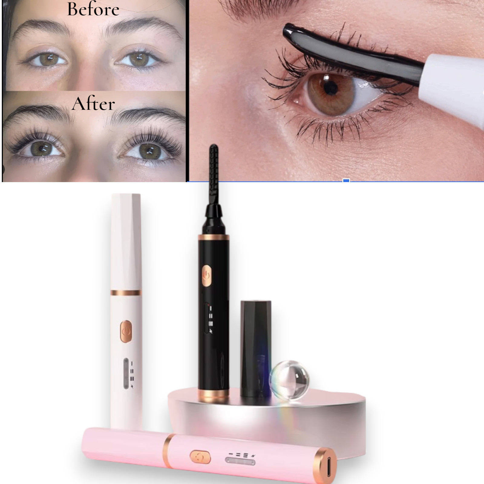 USB Heated Eyelash Curler Electric Lash Lift Curling Wand Long Lasting Curl