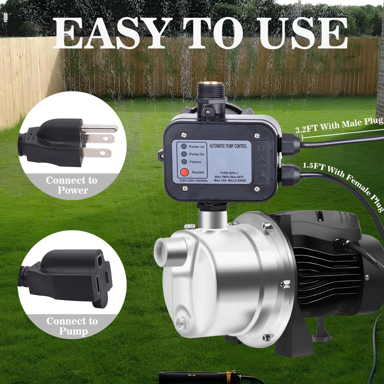 MARSTEK IP65 Automatic Water Pump Controller，Water Pump Pressure Switch Water...