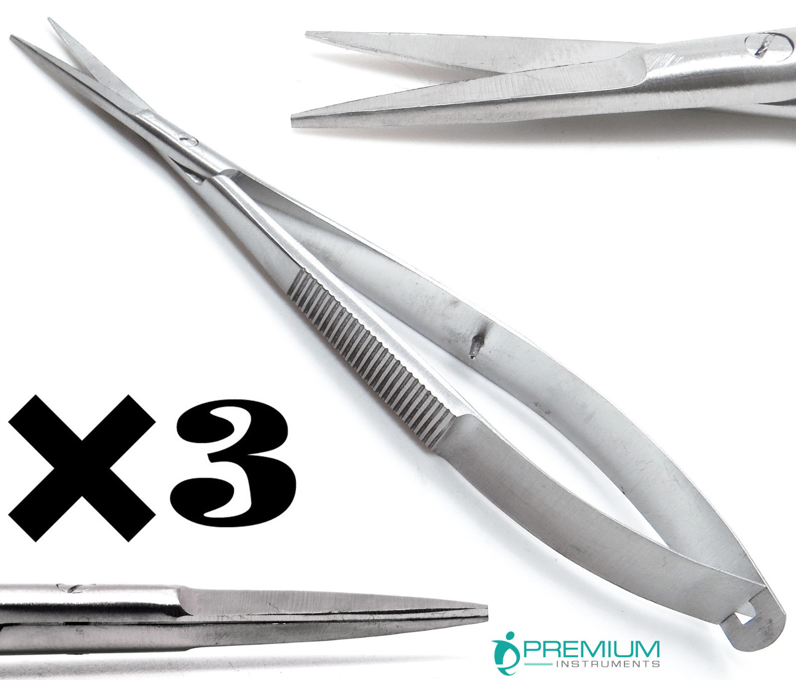 3× Castroviejo Straight Scissors Sharp/Sharp 4.5" Micro Surgery Instruments