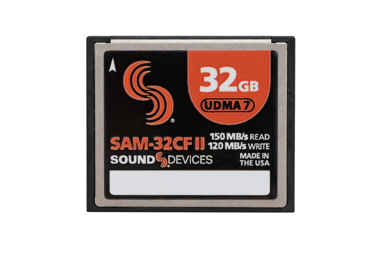 Sound Devices SAM-32CF II  The SAM-32CF II is a 32 GB, UDMA-7 Compact Flash card