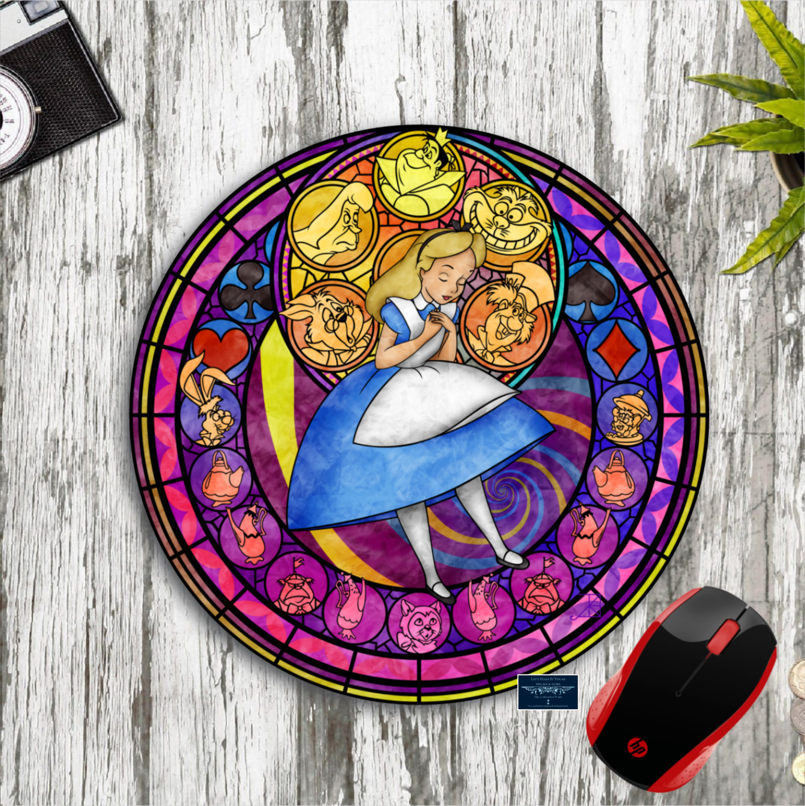 ALICE IN WONDERLAND UNIQUE INSPIRED ART 8" CUSTOM PC MOUSE PAD DESK MAT GIFT