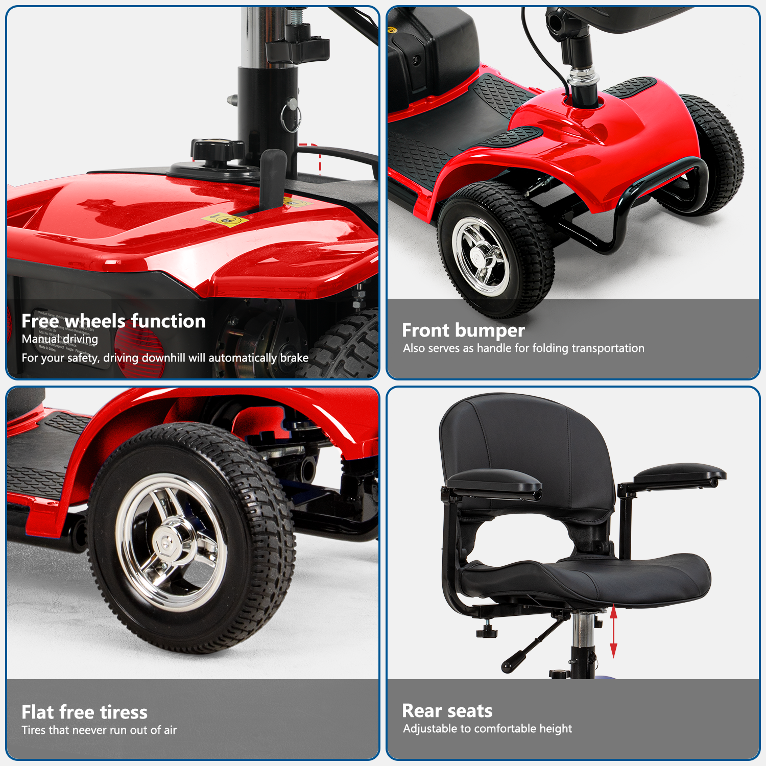 4 Wheel Mobility Power Scooter Electric Folding for Seniors Travel Wheelchair US