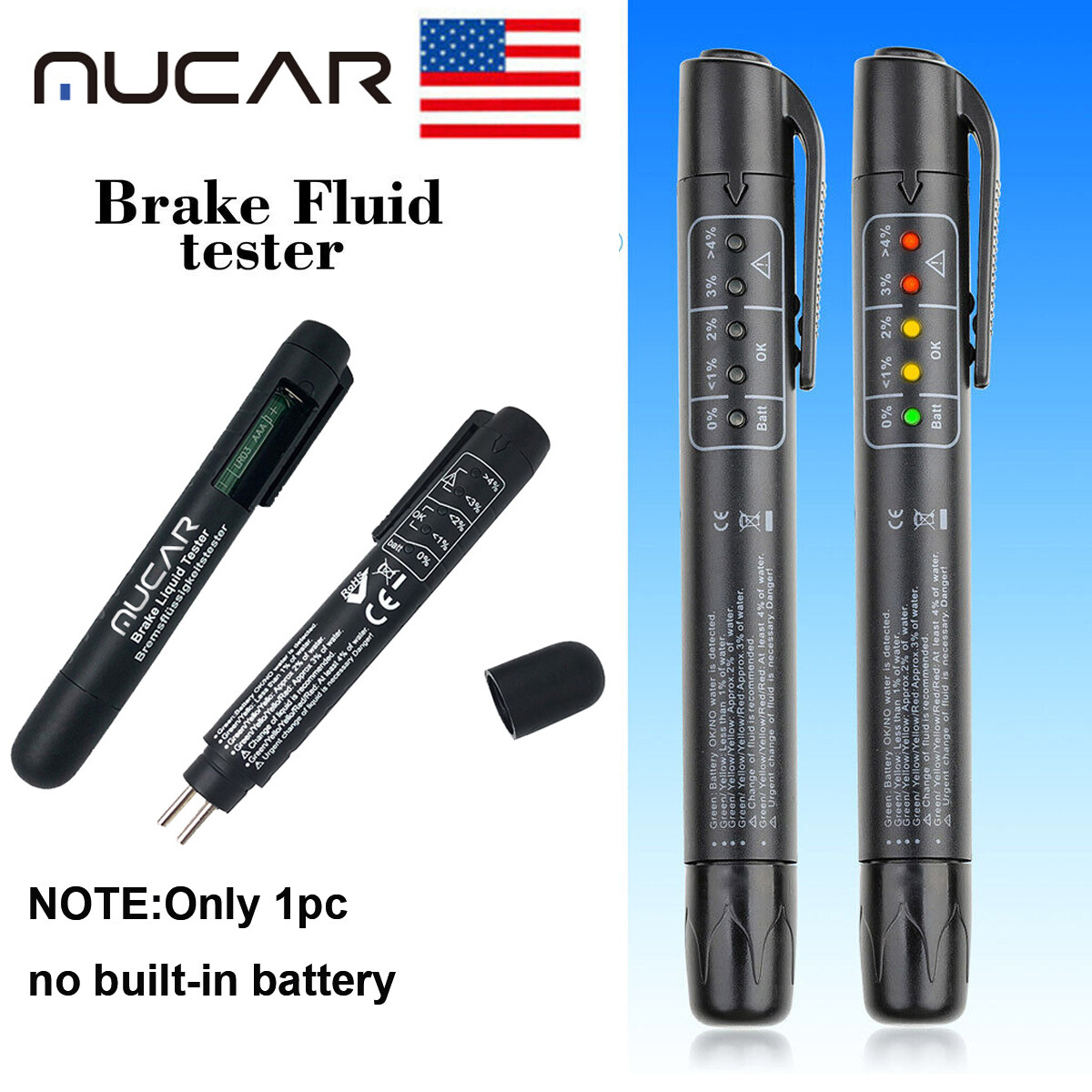 Brake Oil Fluid Tester Pen LED Moisture Liquid Tool Car Diagnostic Test Vehicle