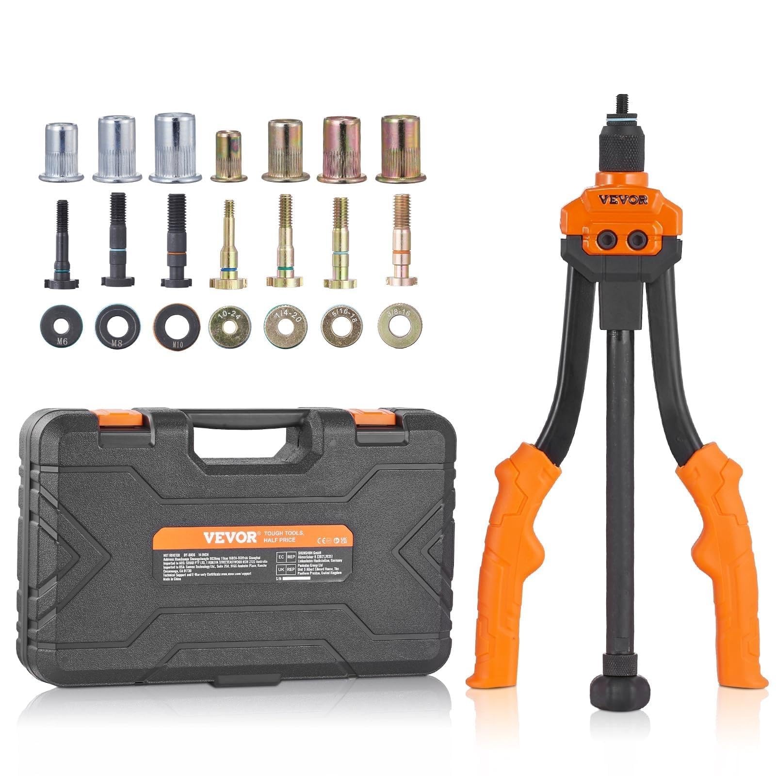 14" Rivet Nut Tool Kit 7 Mandrels SAE Metric 70 Pcs Rivnuts Case _ SALE OFF