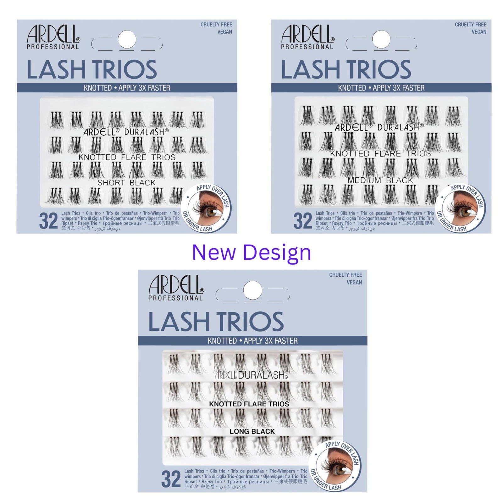 Pick Any Lot 10 ARDELL Trio Individual Flare Lashes Trios Knotted Flares