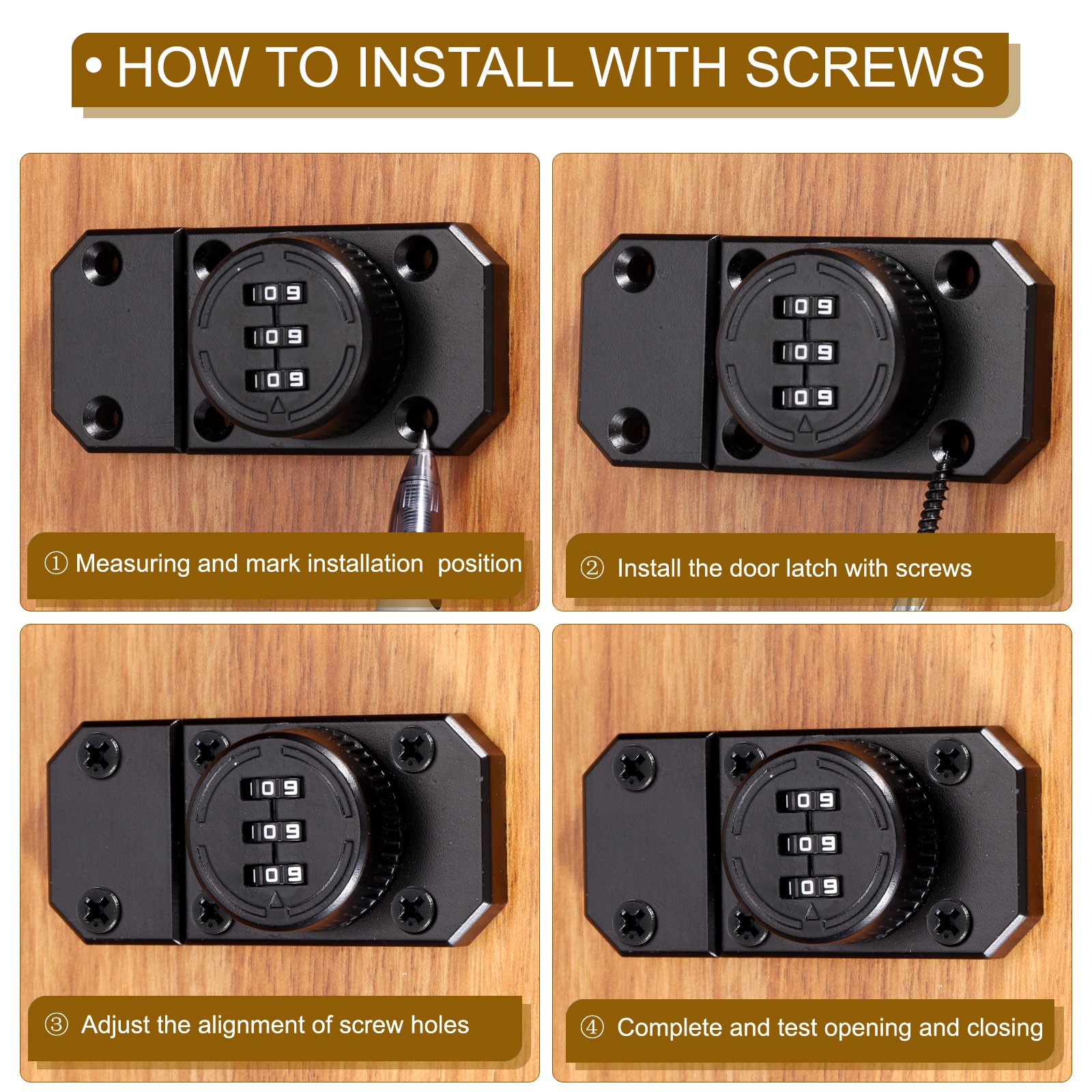 2 Pcs Keyless Combination Lock for Mechanical Wardrobe Black
