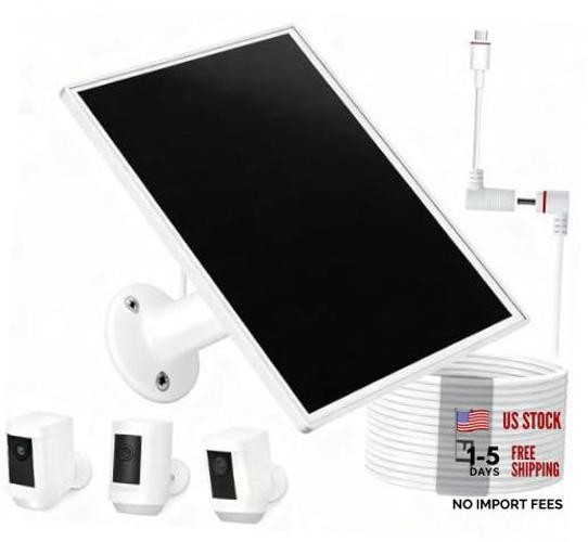 Solar Panel for Ring Cameras, 10W with Dual Connectors | Monocrystalline Cells