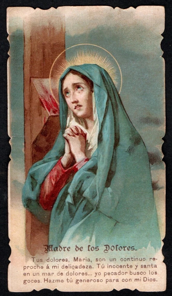 Holy card antique de la Virgin image pieuse santino estampa