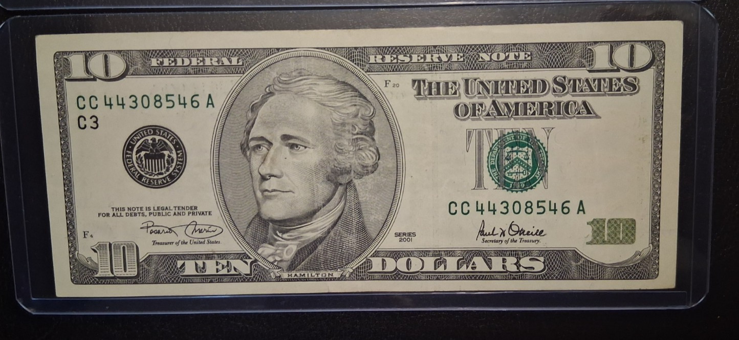 US TEN and FIVE DOLLARS 2001-2003 VF/AU