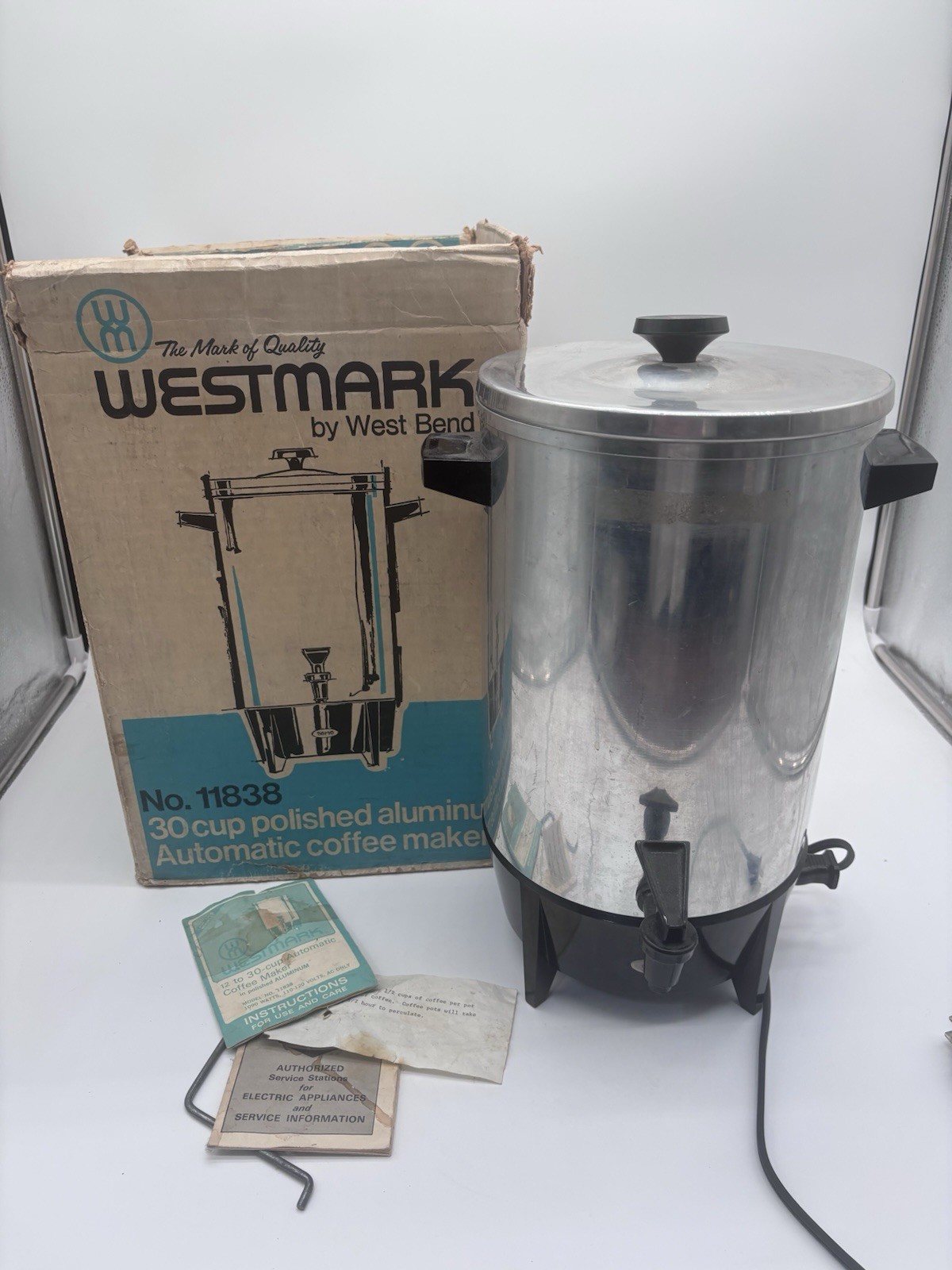 Vintage West Bend Westmark 30 Cup Coffee Maker Urn No. 11838 Percolator W/ Box