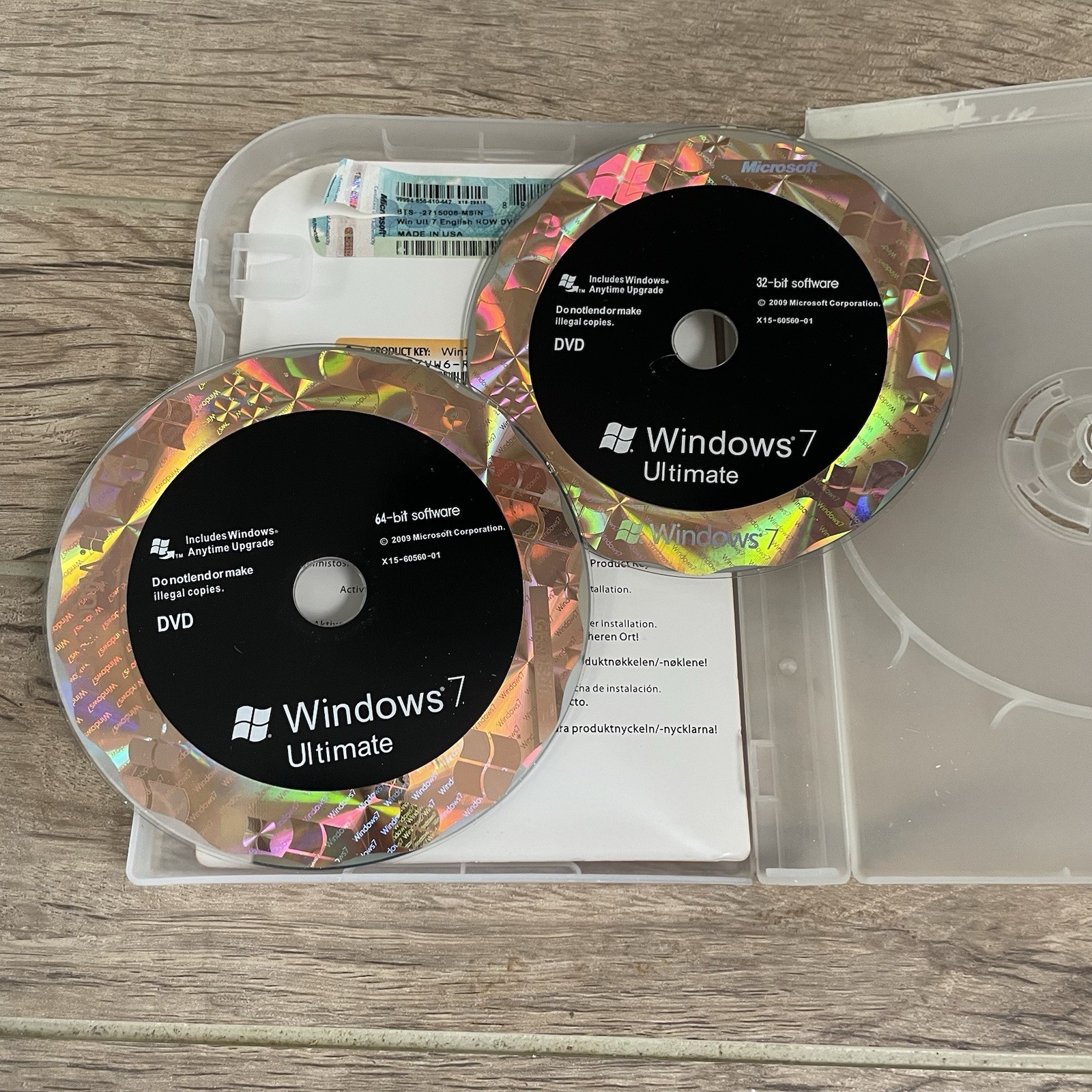 Microsoft Windows 7 Ultimate 32 Bit and 64 Bit DVDs Box License Key