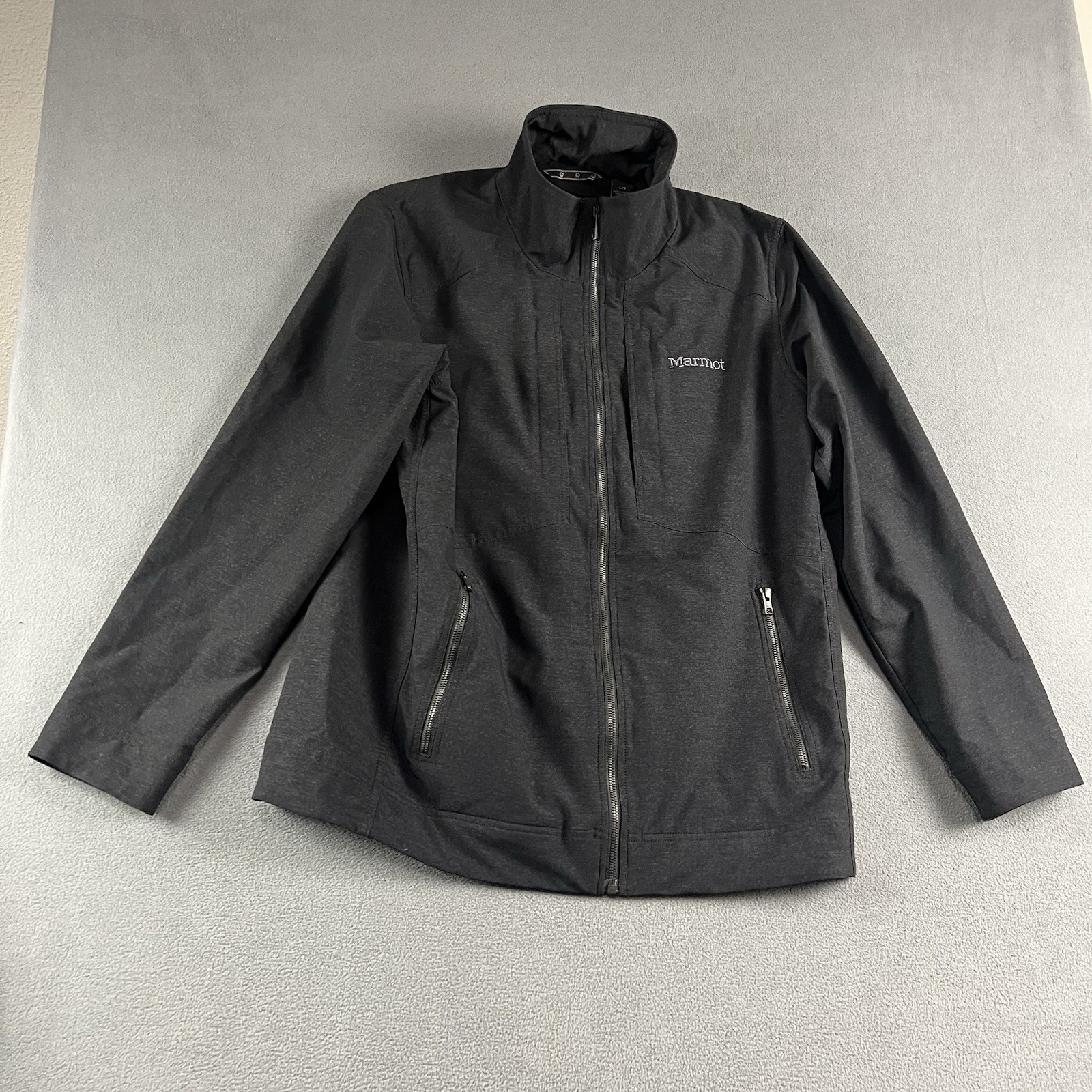 Marmot Jacket Mens Large Gray Softshell Full Zip Hiking Outdoor Casual