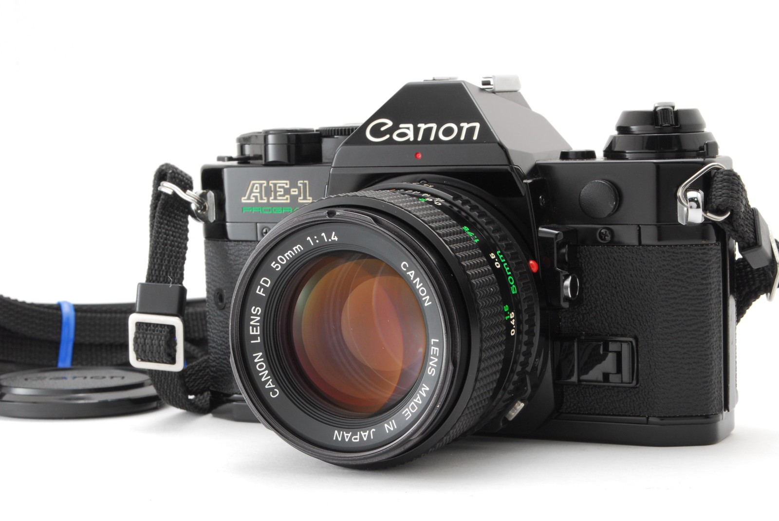 [Exc+5] Canon AE-1 Program Black SLR Film Camera New FD 50mm f/1.4 From JAPAN