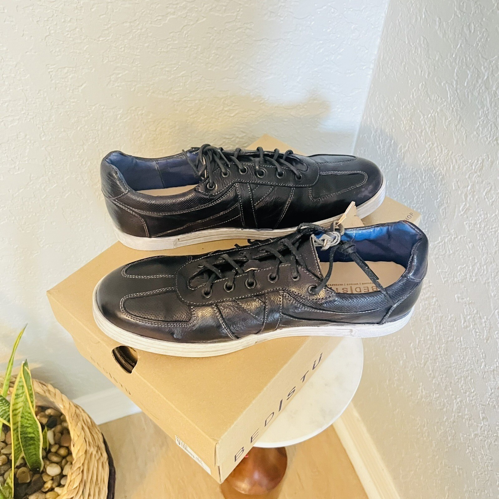 BED STU Men's Muller Leather Sneaker, Pre-Scuffed, Designer, Navy, Size 12, NWT