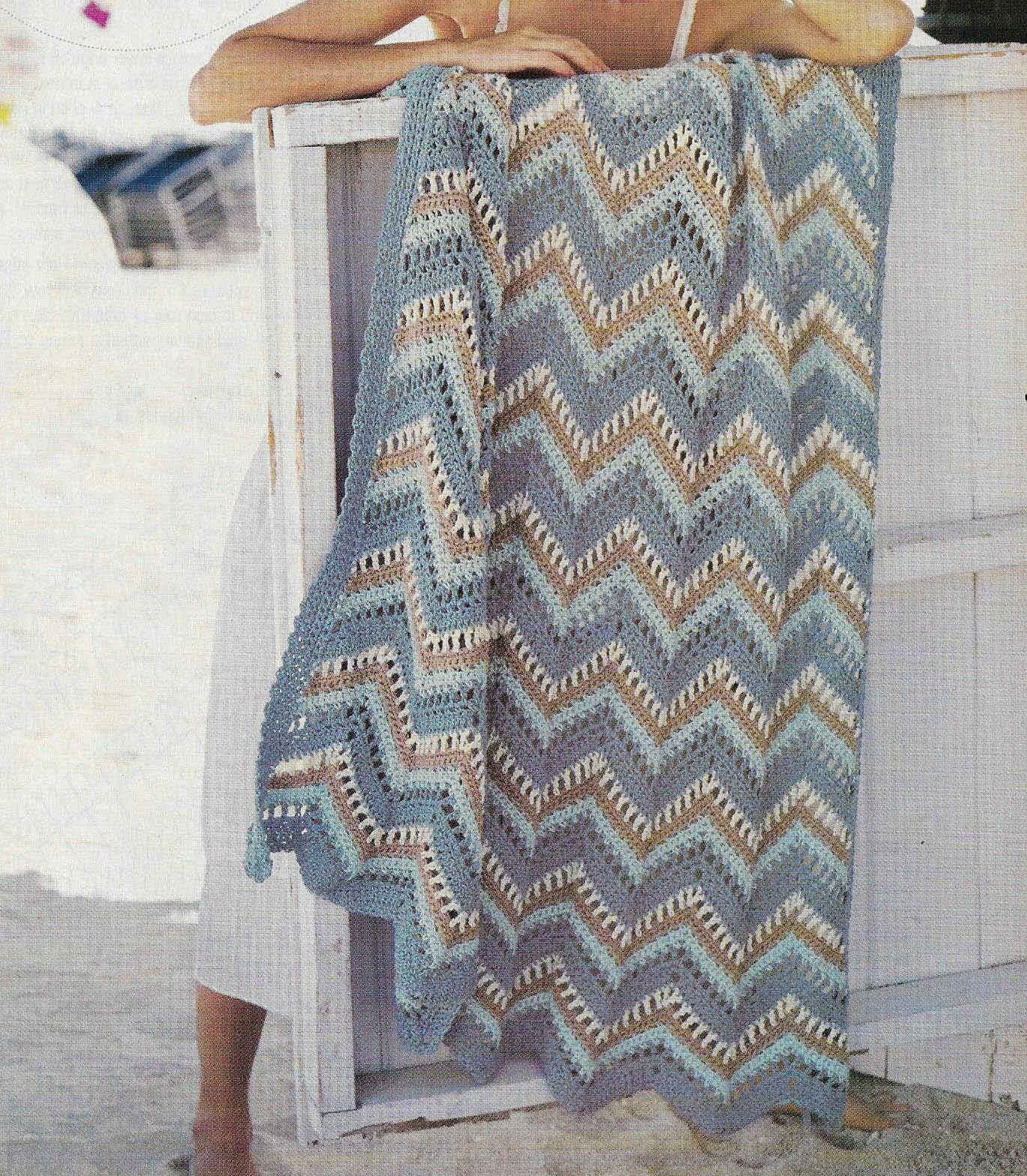 SEASHORE AFGHAN HOME DECOR CROCHET PATTERN INSTRUCTIONS