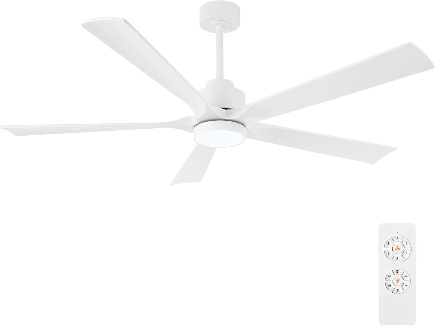 60" Modern Ceiling Fan with Lights and Remote Control, 5 Solid Wood Blades 6-Spe