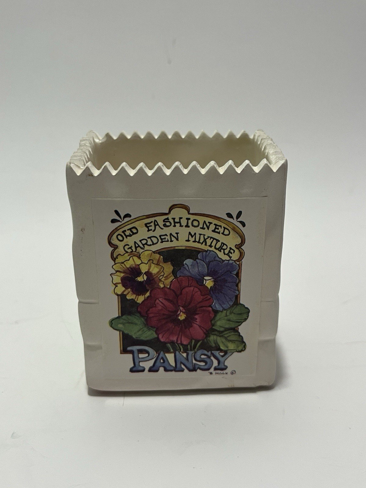 Ceramic Rectangle Floral Planter Glazed Multicolor Collectible