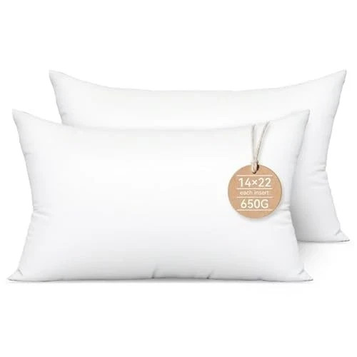 14x22 Inch Lumbar Pillow Inserts Set of 2 - Synthetic 14 x 22inch (Pack of 2)