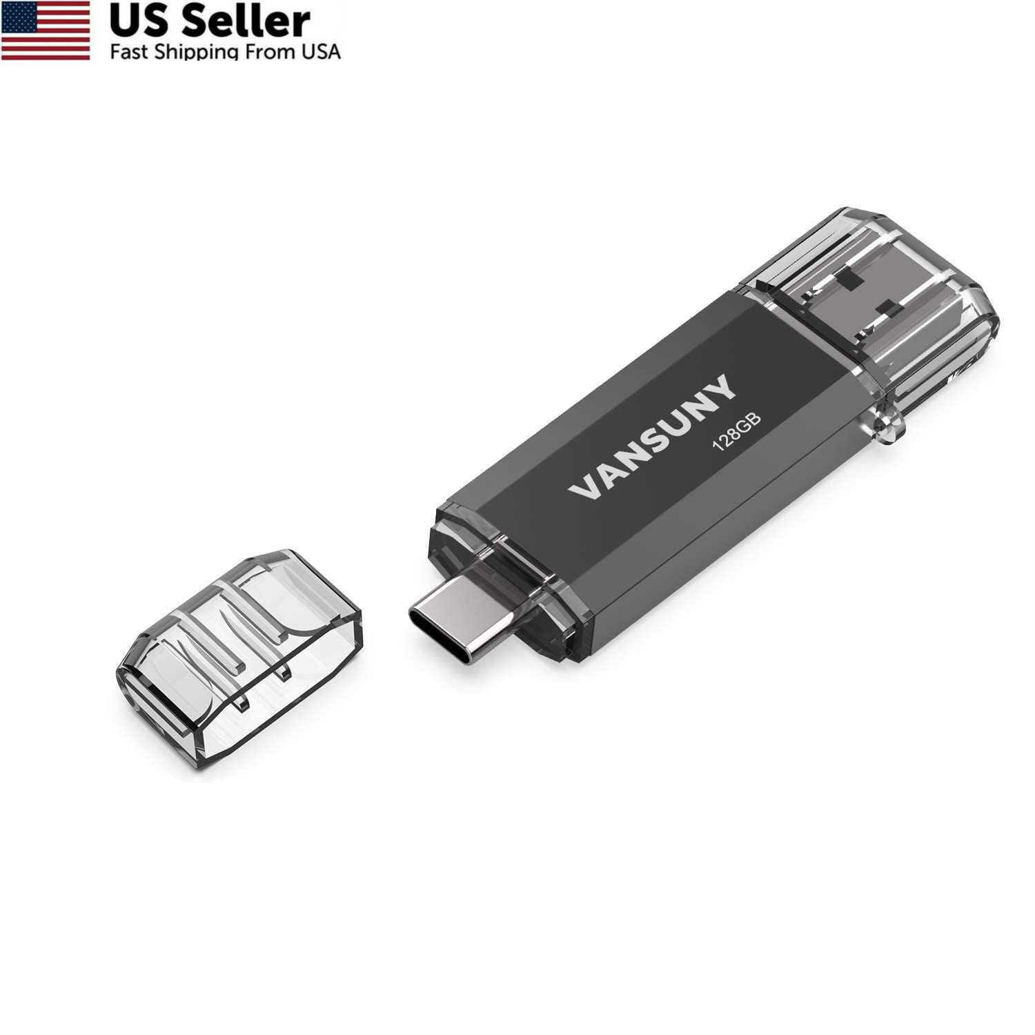 Vansuny 128GB USB C Flash Drive 2 in 1 OTG 3.0 + Type C 128GB, 1Pack