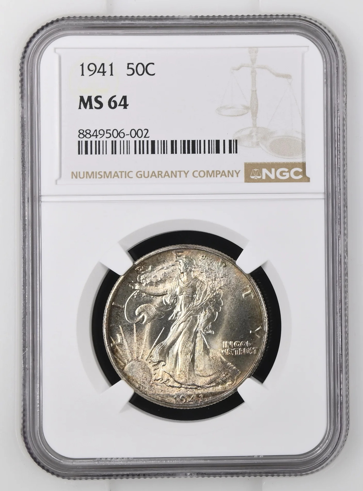 1941 Walking Liberty Half Dollar NGC MS-64 PQ TONED