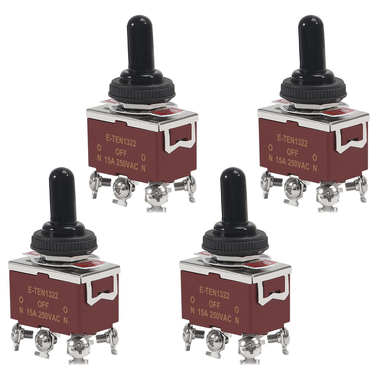 4PCS DPDT Toggle Switch 12V 30A 6 Pin Momentary ON Off ON with Waterproof Cap