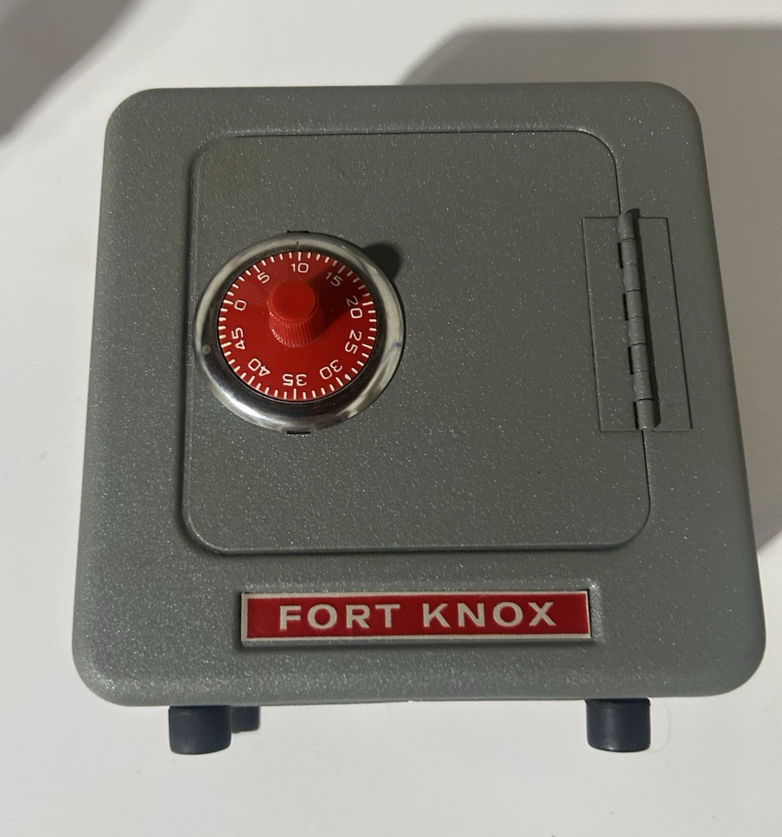 Fort Knox Small Gray Metal Comb Lock Safe Lockbox w/ Red Dial (missing 1 leg)