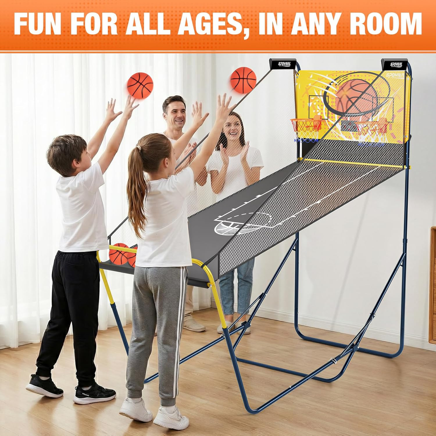 Dual Shot Basketball Arcade Machine for Home with Adjustable on Front & Back - I