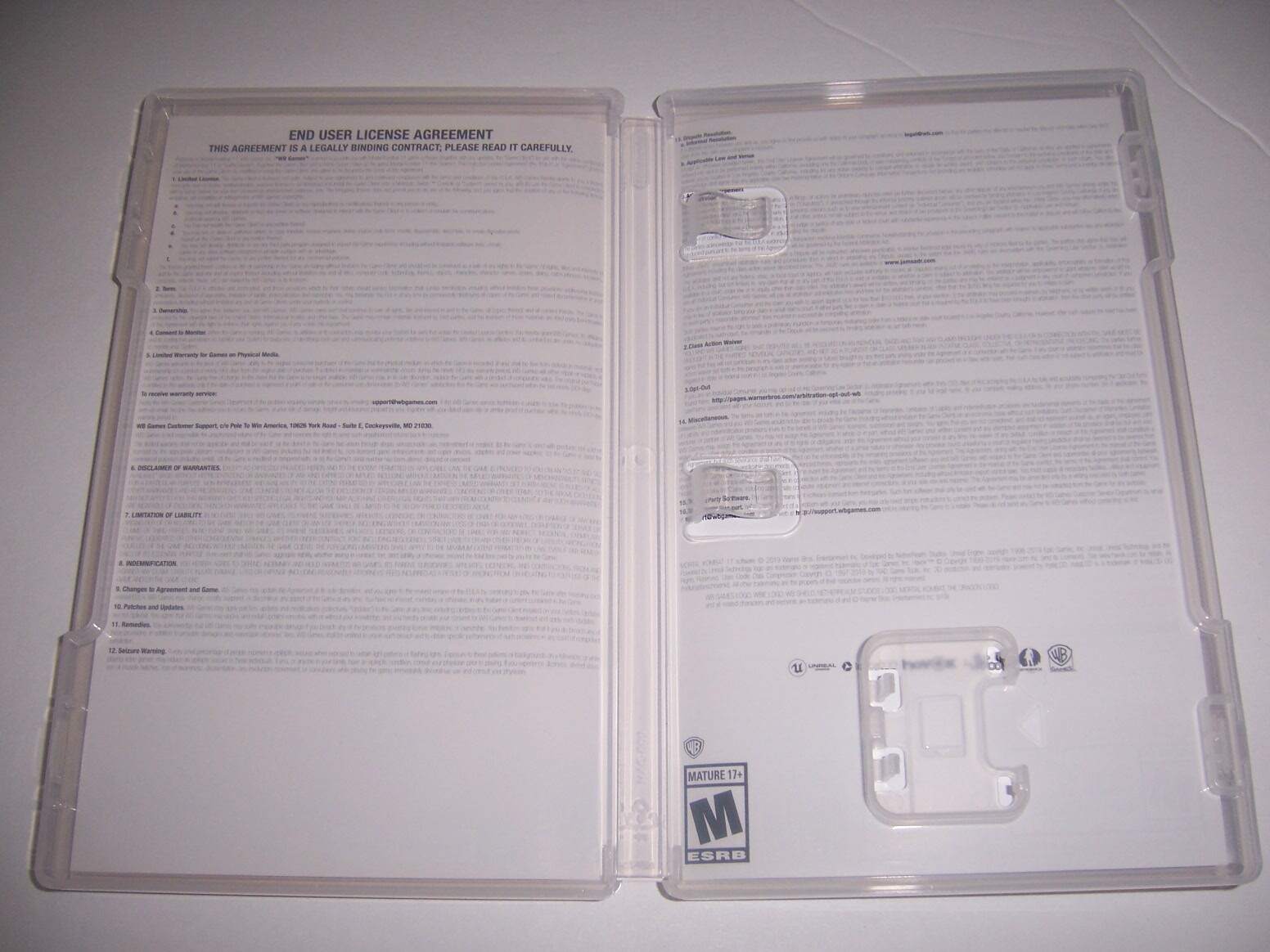 Original Box Case Insert Replacement Nintendo Switch Mortal Kombat 11
