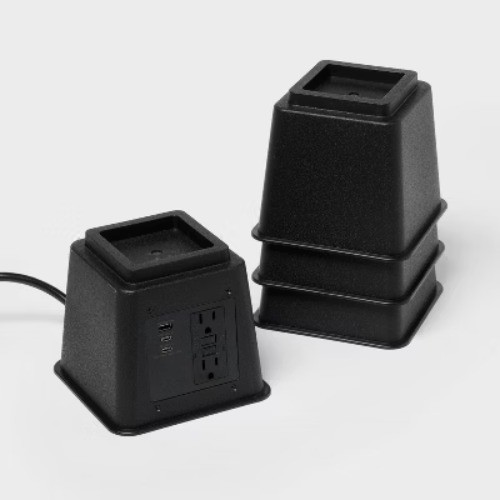 4pk Bed Risers with Power Outlets and USB Port - Brightroom