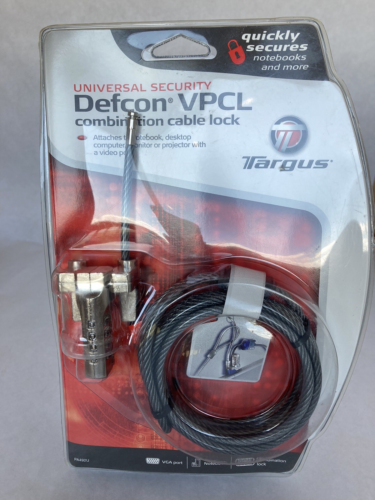 3 Targus Universal Security Defcon VPCL Combination Cable Lock - New
