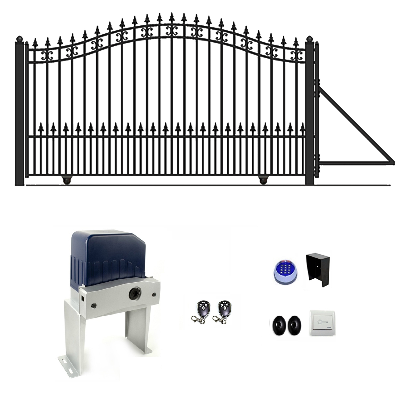 ALEKO Automated Yard Steel Sliding 12' Driveway Gate St.Louis Style with Opener