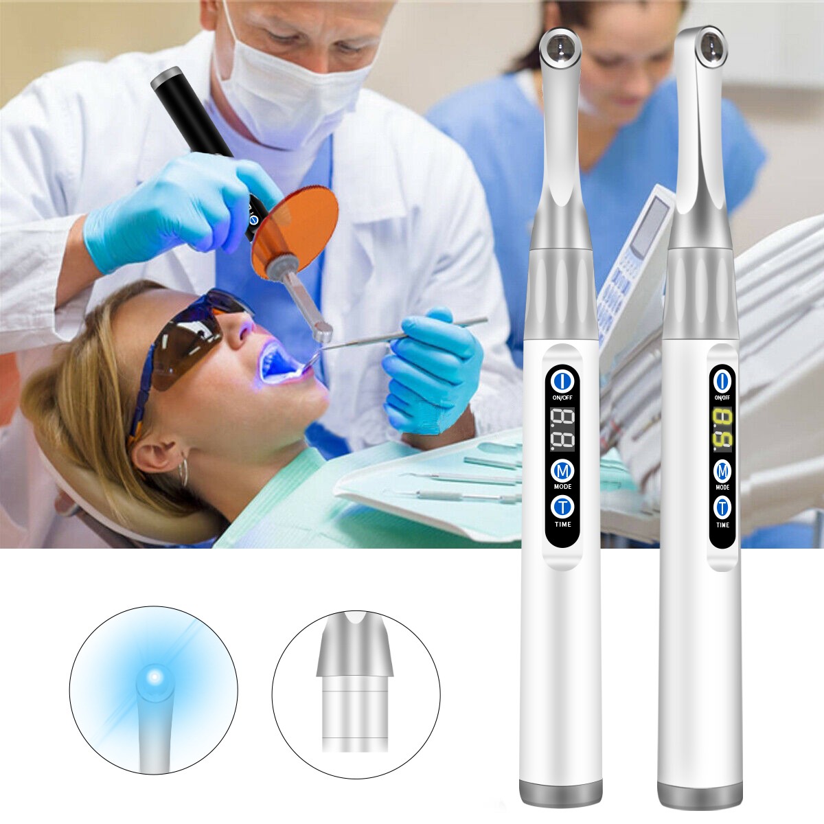 VAKKER Dental Wireless LED Curing Light Lamp 1 Second Resin Broad Spectrum White
