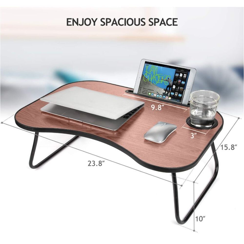 Laptop Lap Desk Stand Foldable Bed Table Notebook Tray Cup Slot Sofa Adjustable