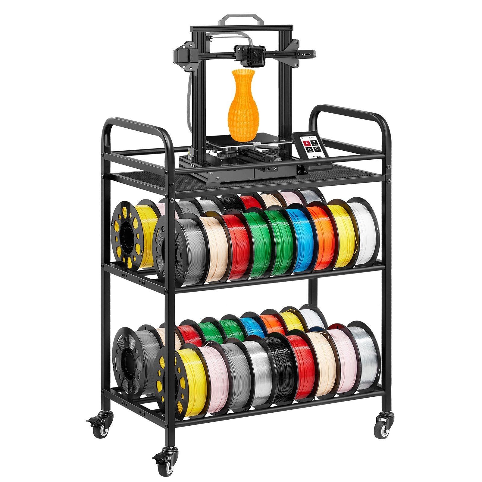 Streamlined 3 Tier Spool Holder 280lb Built-In Wheels for Movement