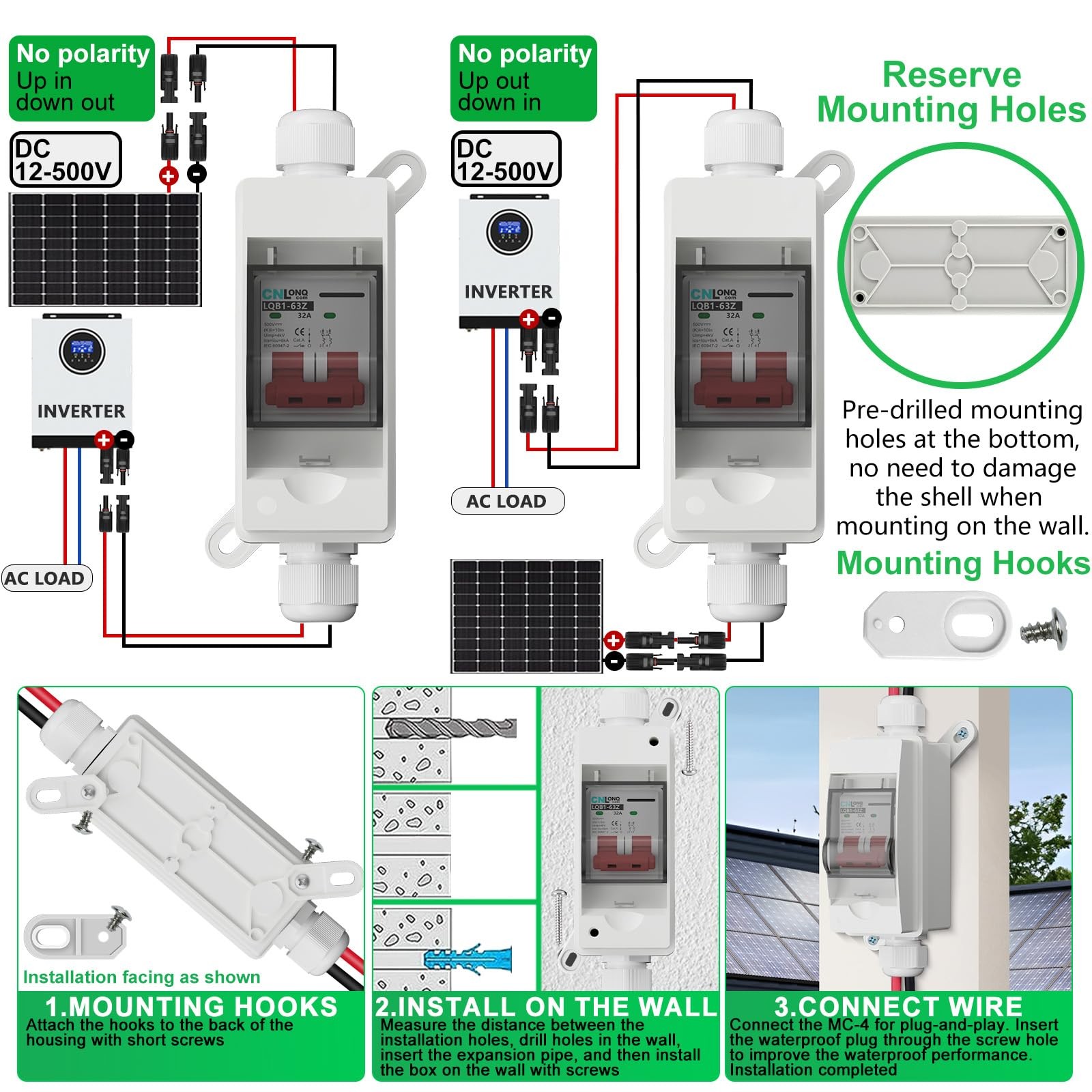 Cnlonqcom Solar Panel Disconnect Switch 32 Amp 500V Dc Miniature Circuit