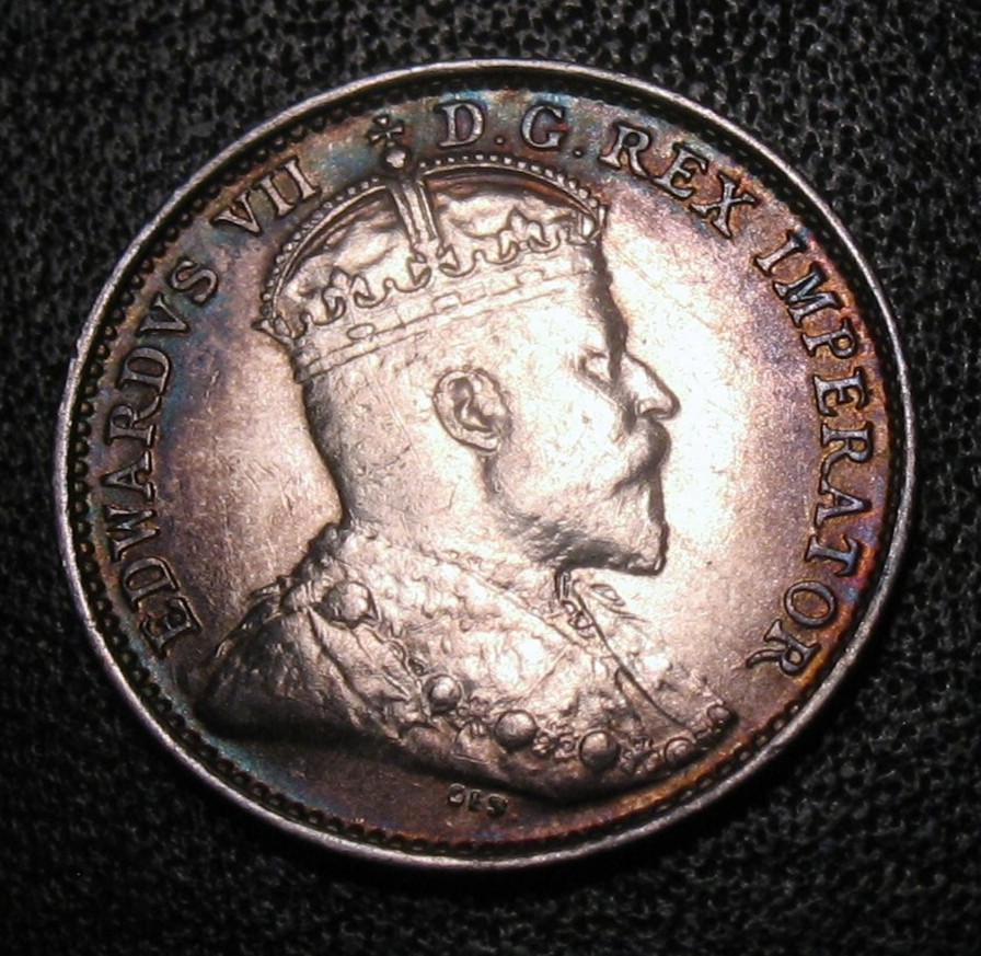OLD CANADIAN COINS 1909 HIGHGRADE CANADA SILVER  FIVE CENTS 5 c