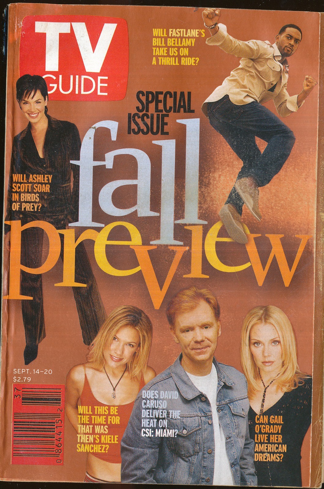 TV GUIDE MAGAZINE 2002 SEPT 14-20 FALL PREVIEW (FAIR/GOOD CONDITION) DETROIT ED.