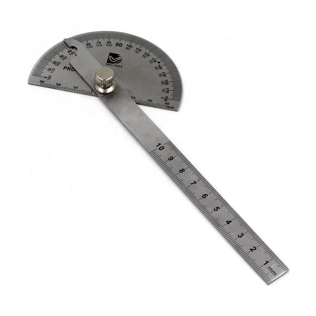 Round Head Rotary Protractor, Stainless Steel & Laser engraving Angle Ruler