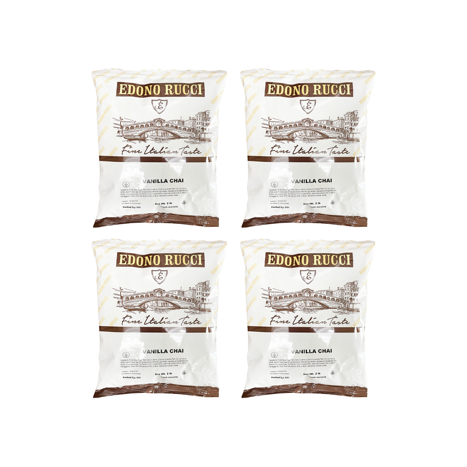 EDONO RUCCI VANILLA CHAI TEA LATTE POWDER MIX 4 X 2 LB BAGS
