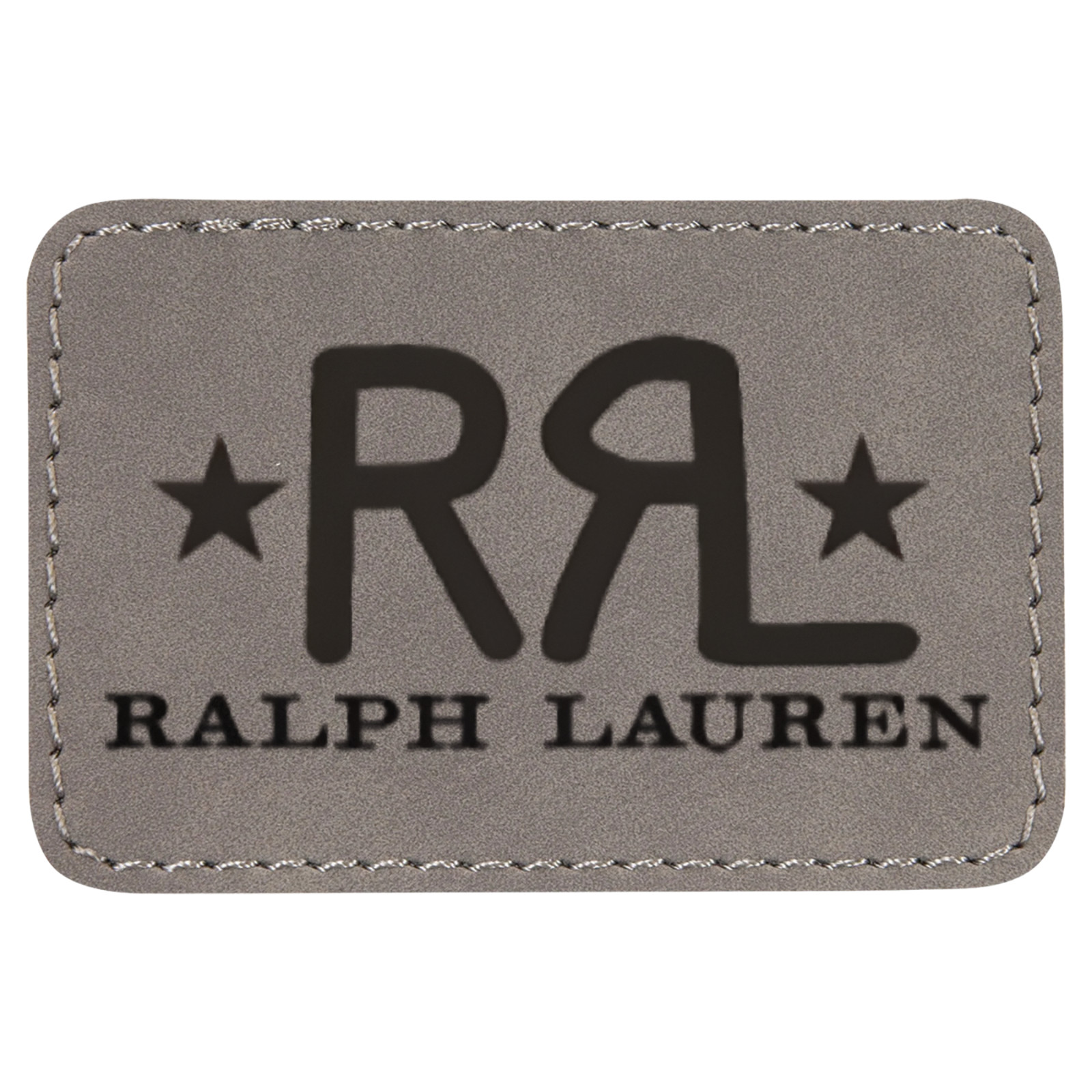 Ralph Lauren Grey Leather Patch – Retro Western Cowboy Logo Iron-On Sew-On A